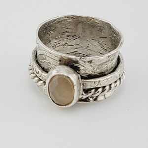 YELLOW SAPPHIRE ANXIETY RELIEF RING HANDMADE IN STERLING SILVER METAL SIZE 7